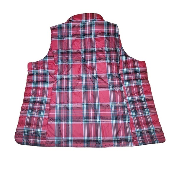 Lands' End Down Fill Puffer Vest Plaid Red - Picture 8 of 9